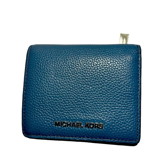 Michael Kors Handbags - Michael Kors True Blue Jet Set Pebbled Leather Mini Wallet Card Holder